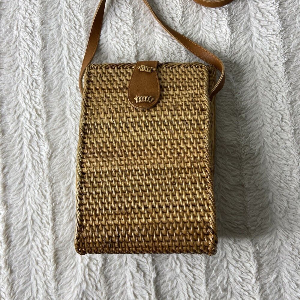 Woven Crossbody Phone Bag in Tan - Picture 4 of 10